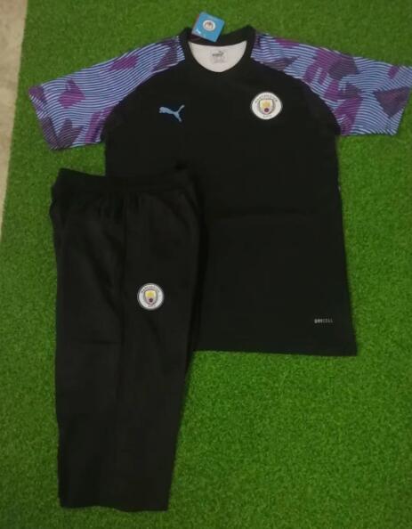 Manchester City Black Purple Short Training Kits 1/2 Pants 2020/21