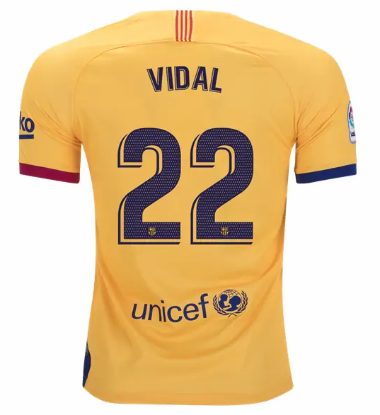 Barcelona Away Kit Soccer Jersey Arturo Vidal #22 2019/20