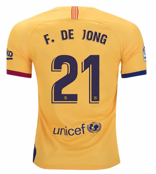 Barcelona Away Kit Soccer Jersey Frenkie de Jong #21 2019/20