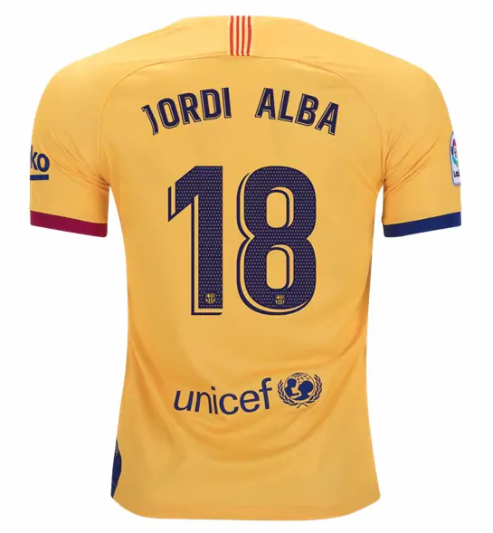 Barcelona Away Kit Soccer Jersey Jordi Alba #18 2019/20