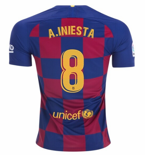 Barcelona Home Kit Soccer Jersey Andres Iniesta #8 2019/20