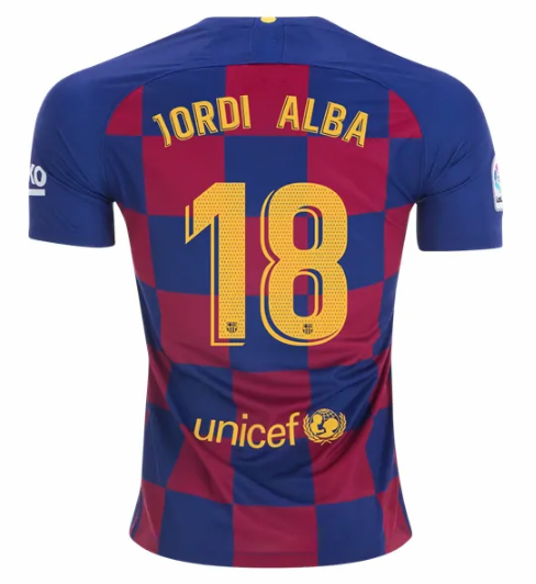 Barcelona Home Kit Soccer Jersey Jordi Alba #18 2019/20