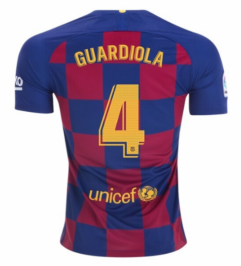 Barcelona Home Kit Soccer Jersey Pep Guardiola #4 2019/20