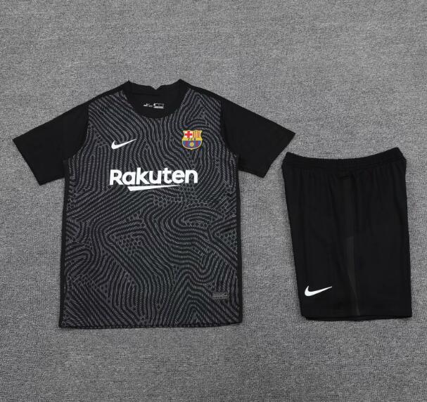 Barcelona Black Goalkeeper Soccer Jersey Kits (Shirt+Shorts) 2020/21