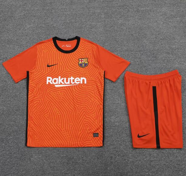 Barcelona Orange Goalkeeper Soccer Jersey Kits (Shirt+Shorts) 2020/21