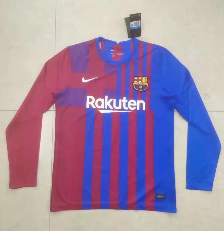 2021/22 Barcelona Long Sleeve Home Kit Soccer Jersey