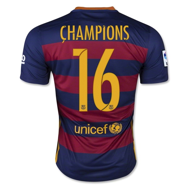 2016 Barcelona CHAMPIONS Home Soccer Jersey