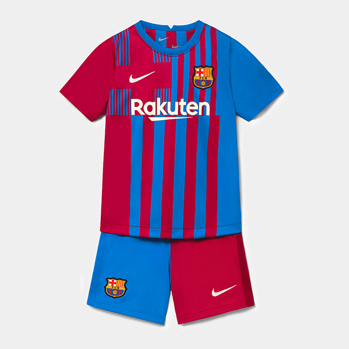 Kids Barcelona 2021/22 Home Soccer Kits Shirt With Shorts