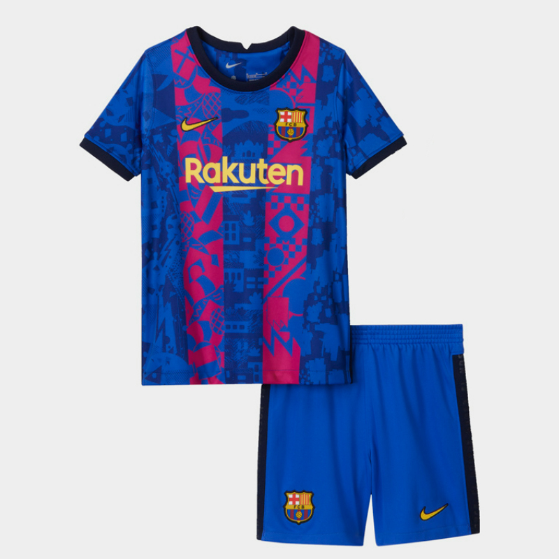 Kids Barcelona 2021/22 Third Away Soccer Kits Shirt With Shorts