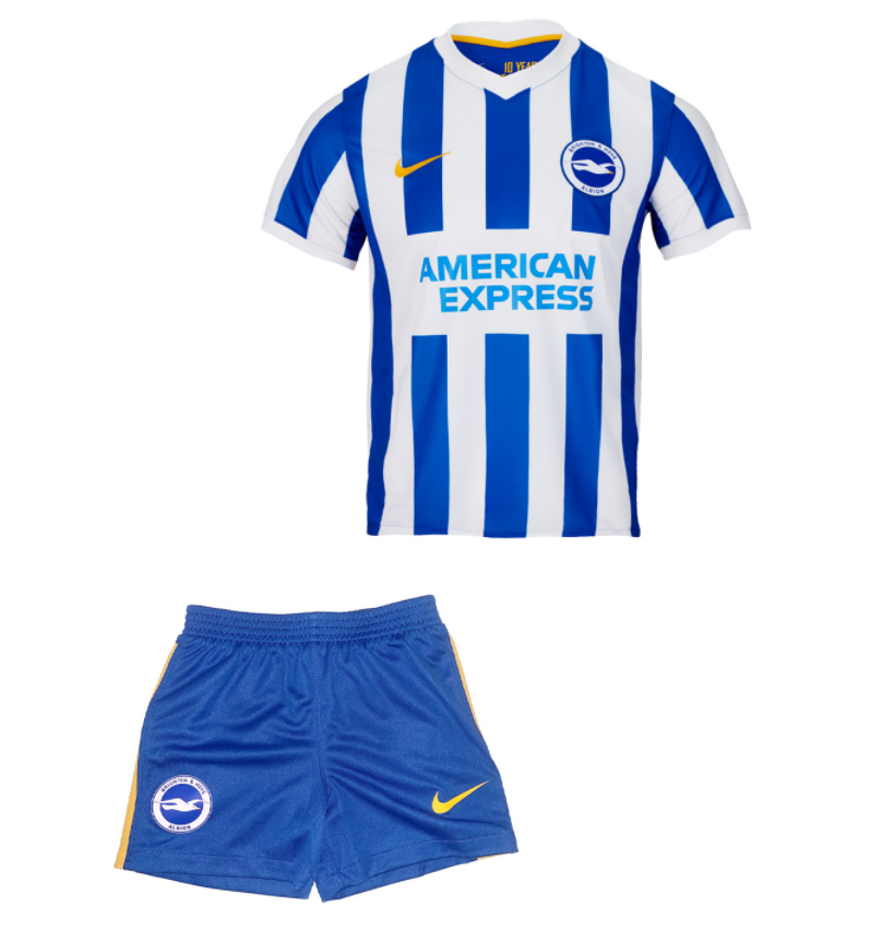 Kids Brighton & Hove Albion 2021/22 Home Soccer Kits Shirt With Shorts