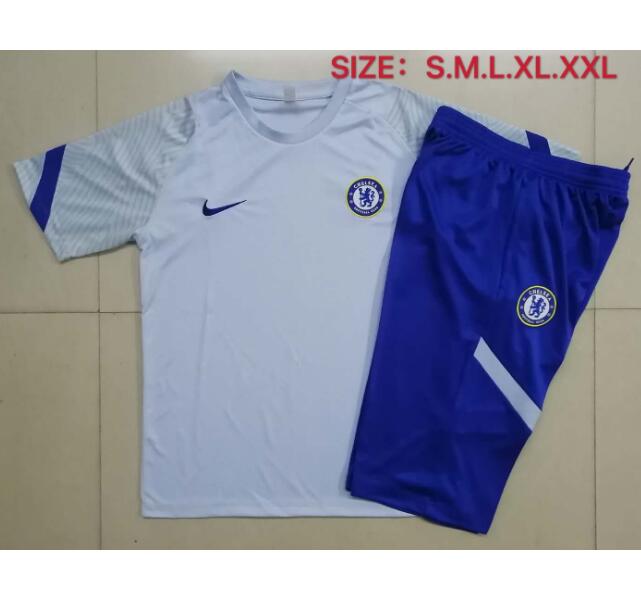 Chelsea Light Grey Training Kits Capri Pants with Shirt 2020/21