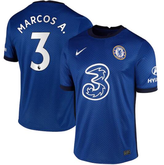 Chelsea Home Blue Soccer Jersey Shirt Marcos A. #3 2020/21