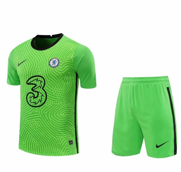 Chelsea Goalkeeper Green Soccer Jersey Kits (Shirt+Shorts) 2020/21