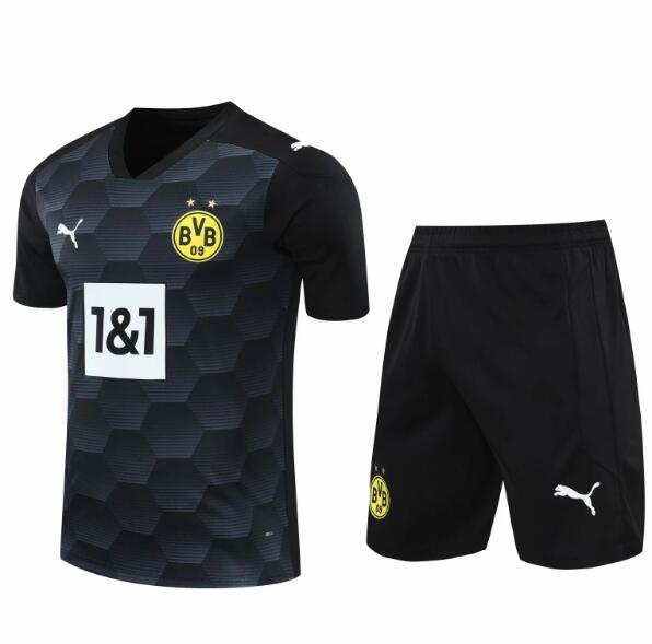 Borussia Dortmund Black Goalkeeper Soccer Jersey Kits (Shirt+Shorts) 2020/21