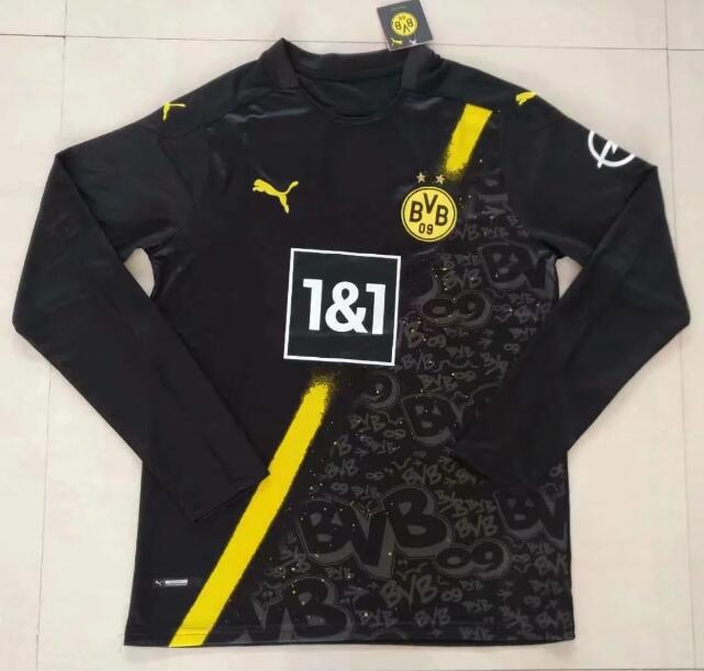 Borussia Dortmund Long Sleeve Away Kit Soccer Jersey 2020/21