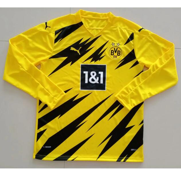 Borussia Dortmund Long Sleeve Home Kit Soccer Jersey 2020/21