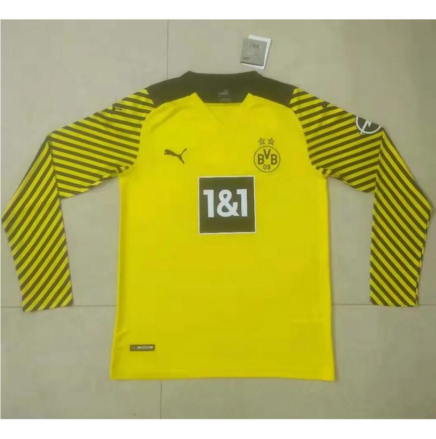 2021/22 Borussia Dortmund Long Sleeve Home Kit Soccer Jersey