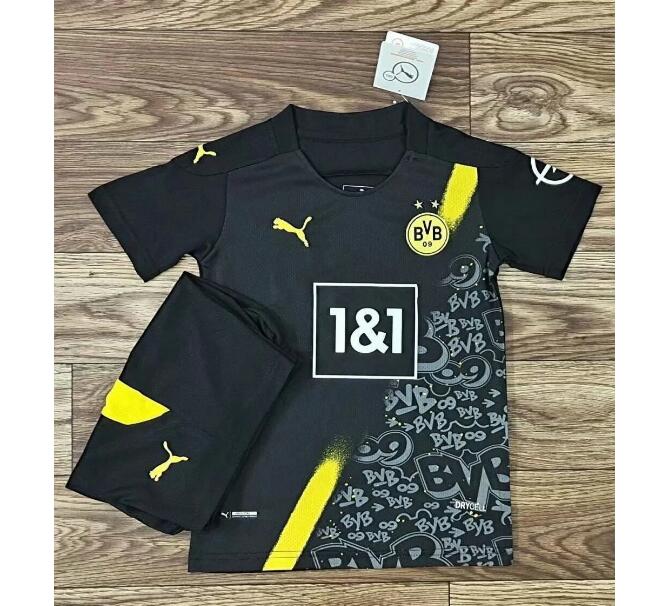 Borussia Dortmund Kids Away Soccer Kits Shirt With Shorts 2020/21