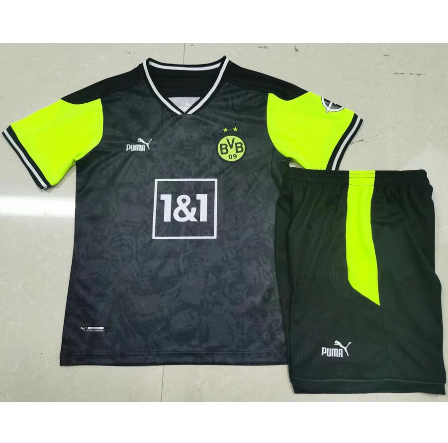 2021/22 Borussia Dortmund Kids Fourth Away Soccer Kits Shirt With Shorts