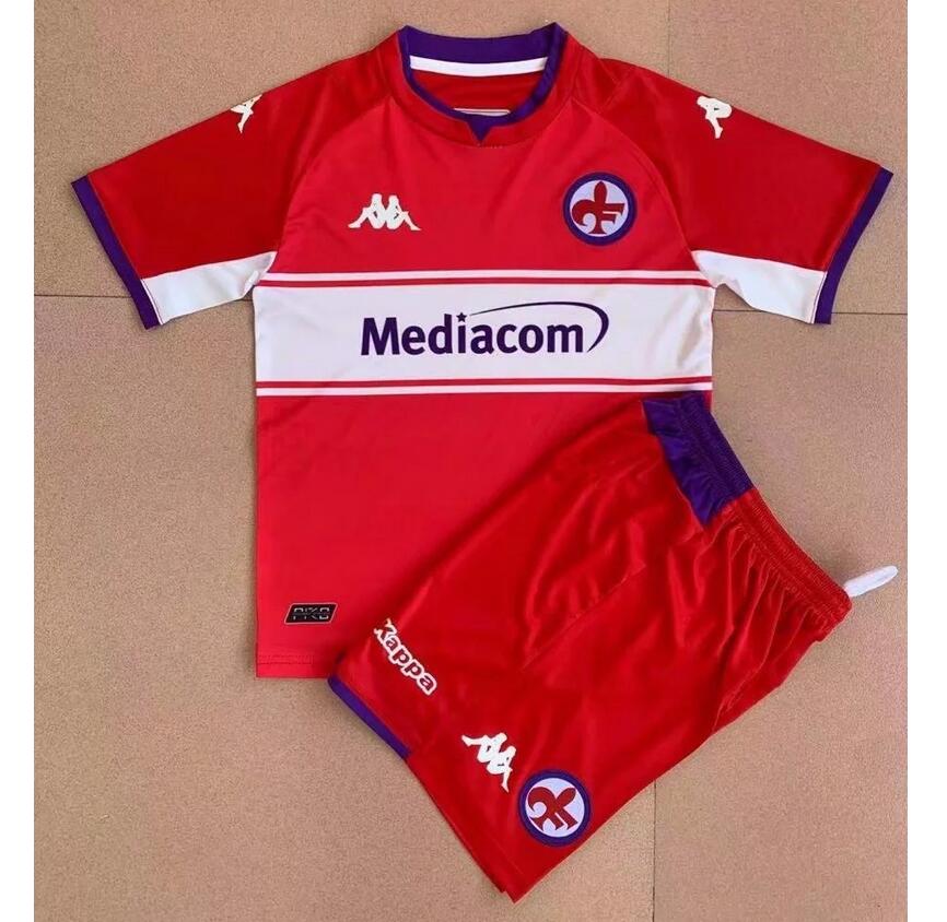 Kids Fiorentina 2021/22 Fourth Away Soccer Kits Shirt With Shorts