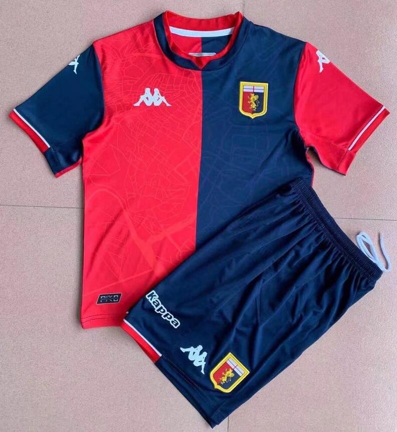 Kids Genoa 2021/22 Home Soccer Kits Shirt With Shorts