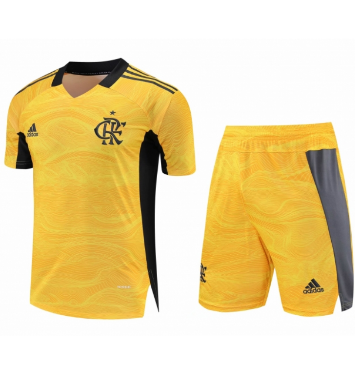 2021/22 Flamengo Goalkeeper Yellow Soccer Kits Shirt with Shorts