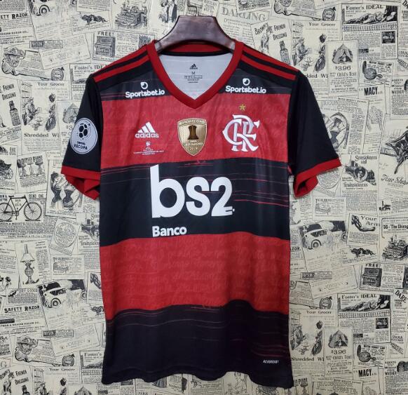 CONMEBOL RECOPA Full Sponsor Camisa CR Flamengo 1 Home Kit Soccer Jersey 2020/21