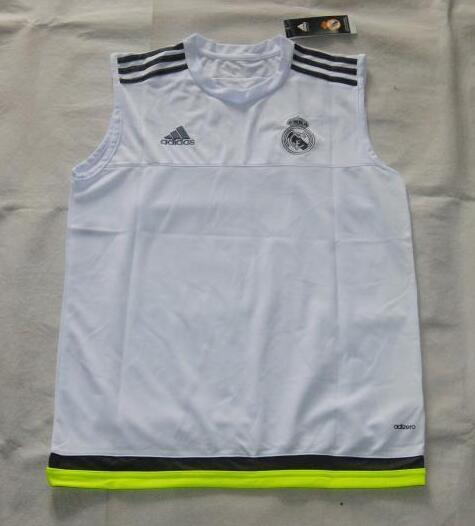 Real Madrid White Sleeveless Soccer Shirt