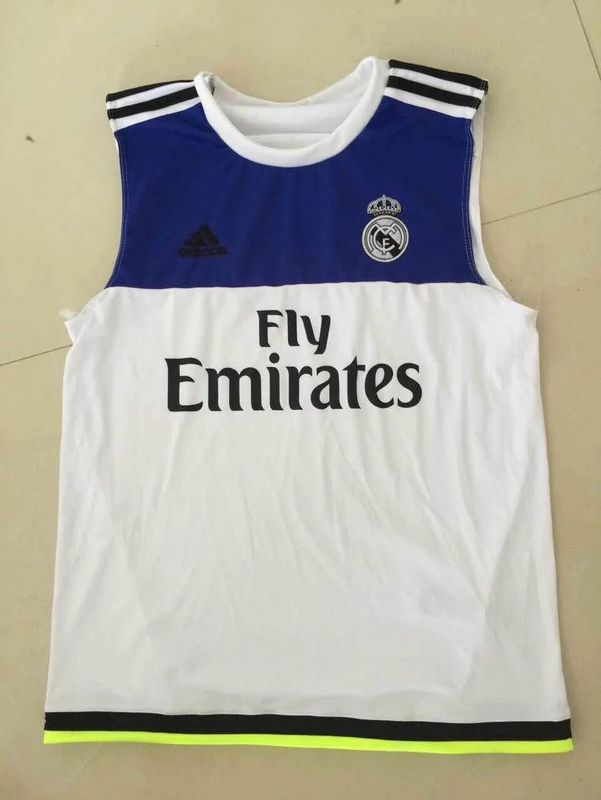 Real Madrid Blue White Sleeveless Soccer Shirt