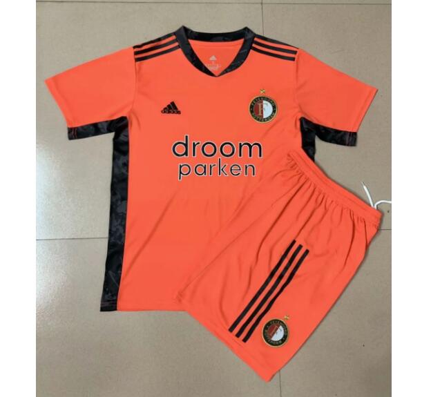 Feyenoord Kids Orange Goalkeeper Soccer Kits Shirt With Shorts 2020/21