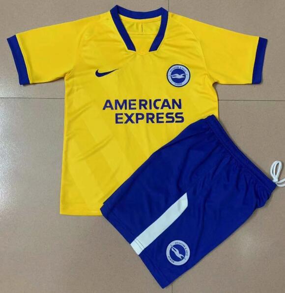 Kids Brighton & Hove Albion Away Soccer Kits Shirt With Shorts 2020/21