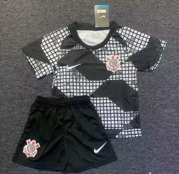 Kids SC Corinthians Fourth Away Soccer Kits Shirt With Shorts 2020/21