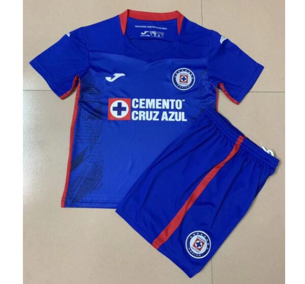 Kids Cruz Azul Home Soccer Kits Shirt With Shorts 2020/21