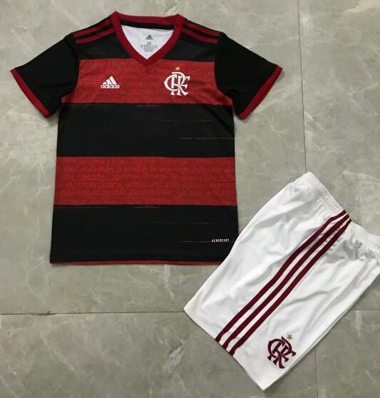 Kids Flamengo Home Soccer Shirt With Shorts 2020/21