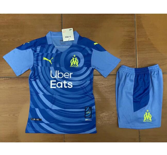 Kids Olympique de Marseille Third Away Soccer Kits Shirt With Shorts 2020/21