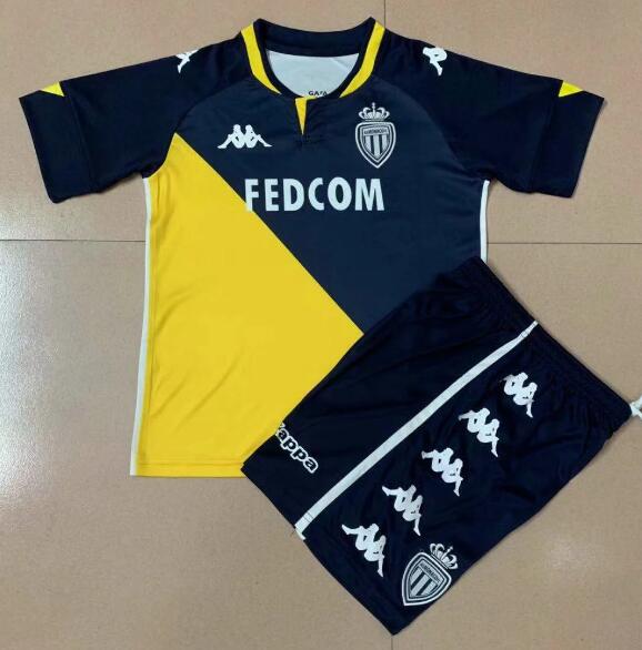 Kids AS Monaco Away Soccer Kits Shirt With Shorts 2020/21