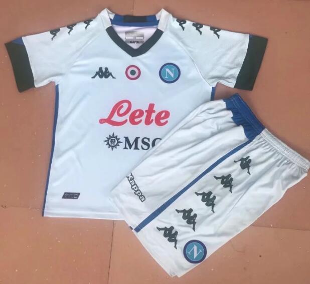 Kids Napoli Away Soccer Kits Shirt With Shorts 2020/21