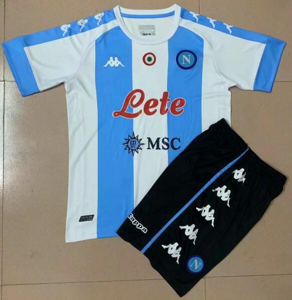 Kids Napoli Fourth Away Soccer Kits Shirt With Shorts 2020/21