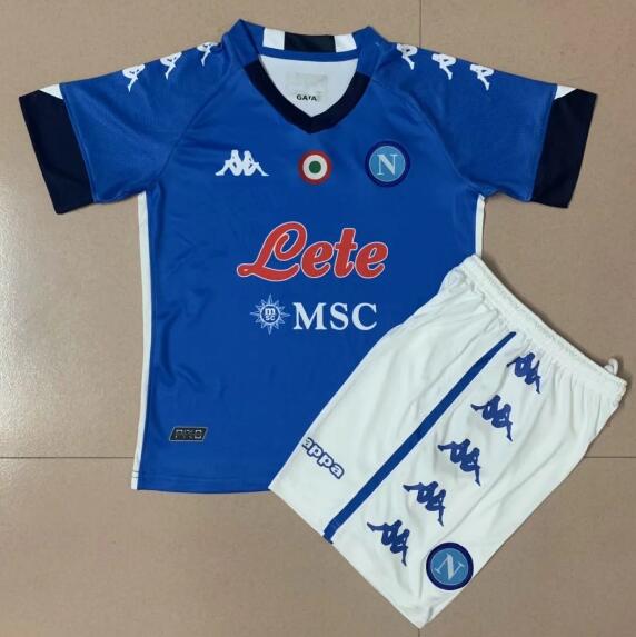 Kids Napoli Home Soccer Kits Shirt With Shorts 2020/21