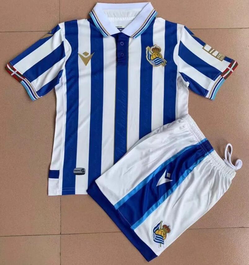 Kids Real Sociedad Copa del Rey Final Soccer Kits Shirt With Shorts 2020/21