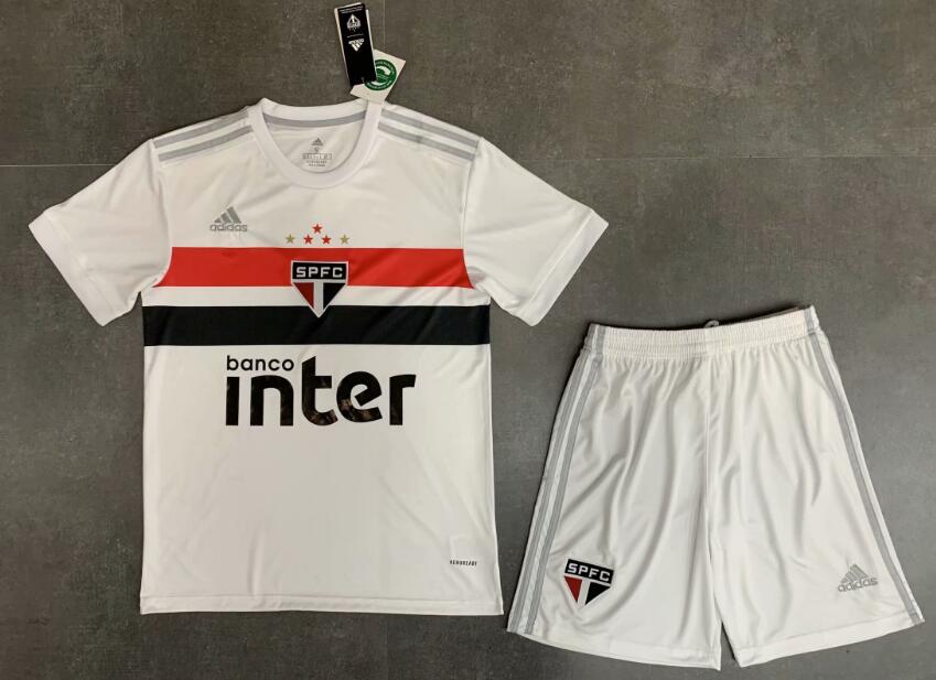 Kids Sao Paulo Home Soccer Shirt With Shorts 2020/21