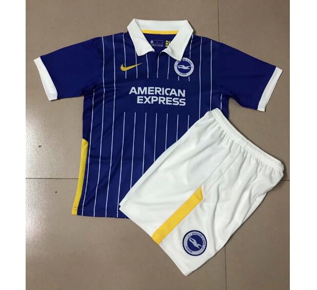 Kids Brighton & Hove Albion Home Soccer Kits Shirt With Shorts 2020/21