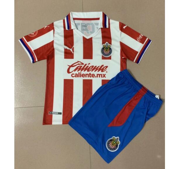 Kids Chivas Home Soccer Kits Shirt With Shorts 2020/21