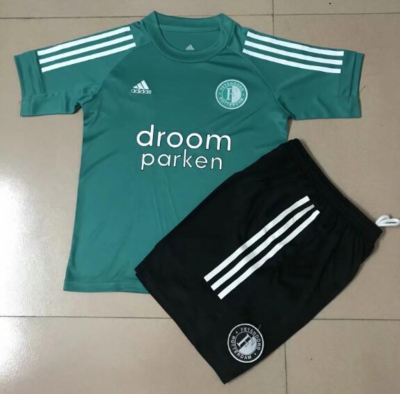 Feyenoord Kids Green Training Kits Shirt With Shorts 2020/21