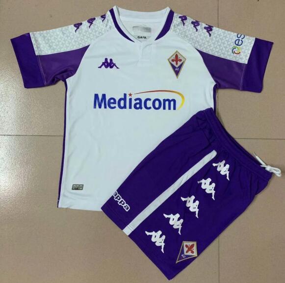 Kids Fiorentina Away Soccer Kits Shirt With Shorts 2020/21