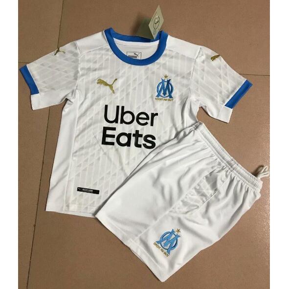 Kids Olympique de Marseille Home Soccer Kits Shirt With Shorts 2020/21