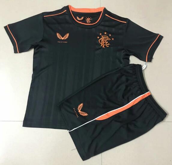 Glasgow Rangers Kids Third Away Soccer Kits Shirt With Shorts 2020/21