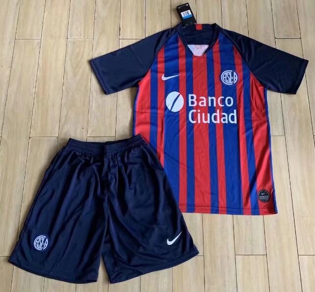 Kids San Lorenzo de Almagro Home Soccer Kits Shirt With Shorts 2020/21