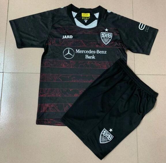 Stuttgart Kids Black Away Soccer Kits Shirt With Shorts 2020/21