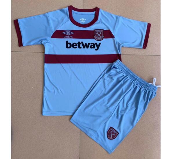 West Ham United Kids Away Soccer Kits Shirt With Shorts 2020/21